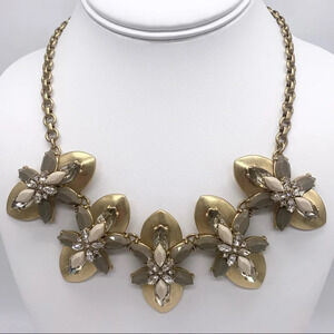J. Crew Taupe Beige Faceted Cluster Gold Necklace